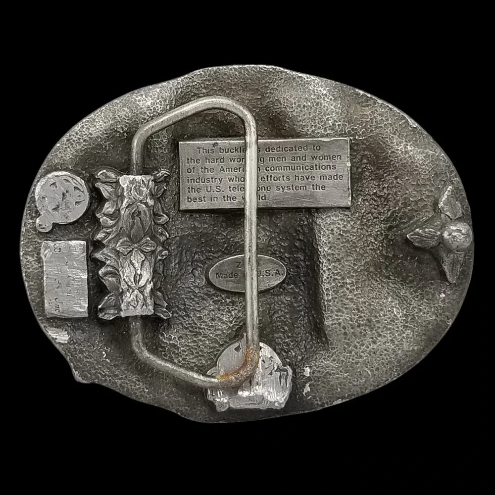 Vintage Z-50 Telephone Industry Pewter Belt Buckle Made In USA‎ Collectible